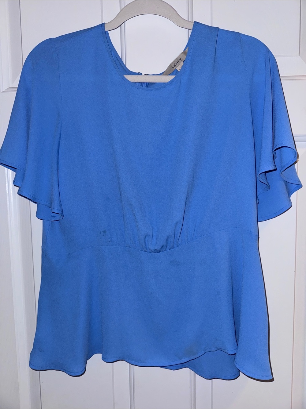 LOFT Cobalt Blue Flutter Sleeve Blouse